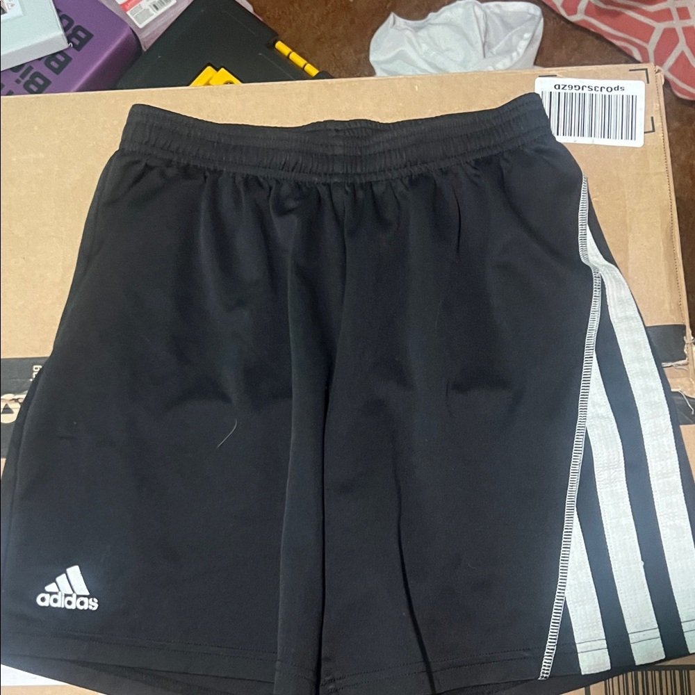adidas Black Shorts with White Stripes